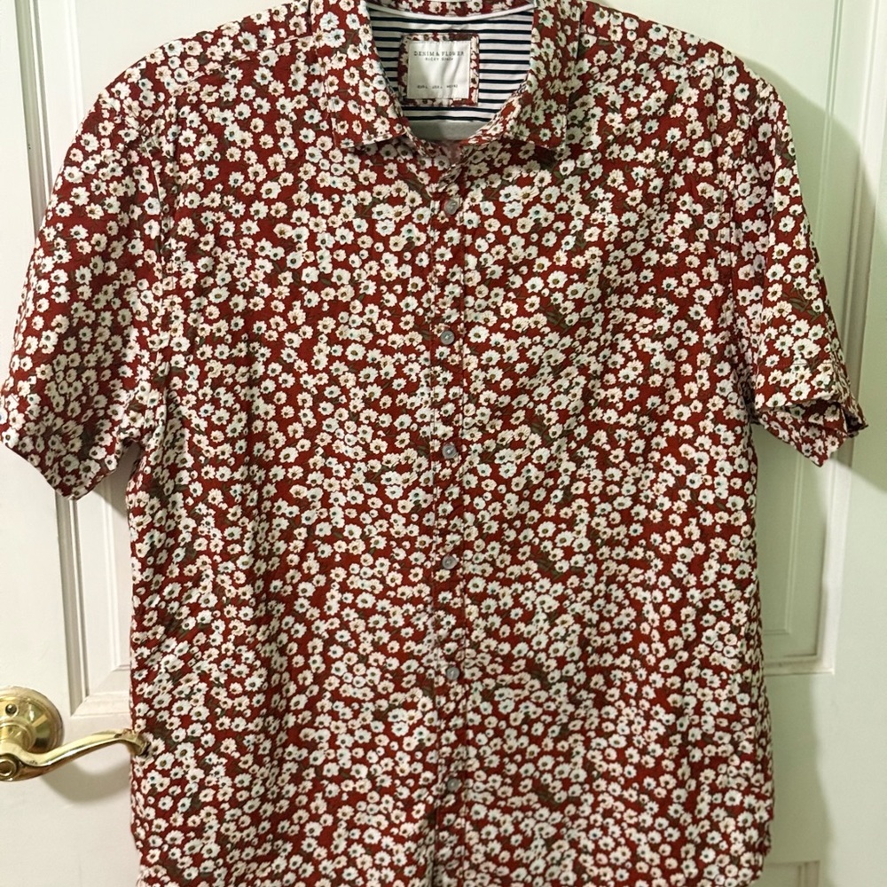 Denim & Flower Maroon Floral Casual Shirt
